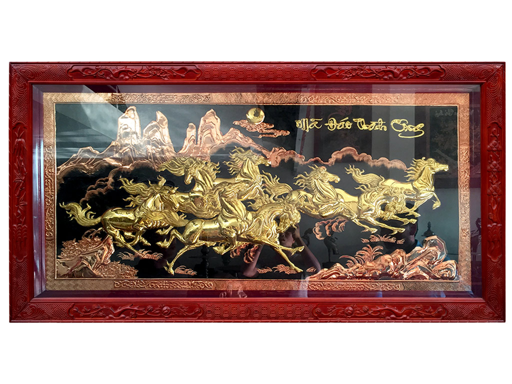 Bức tranh đồng Mã Đáo Thành Công mạ vàng 24k cao cấp 241cm x 133cm - TR0210