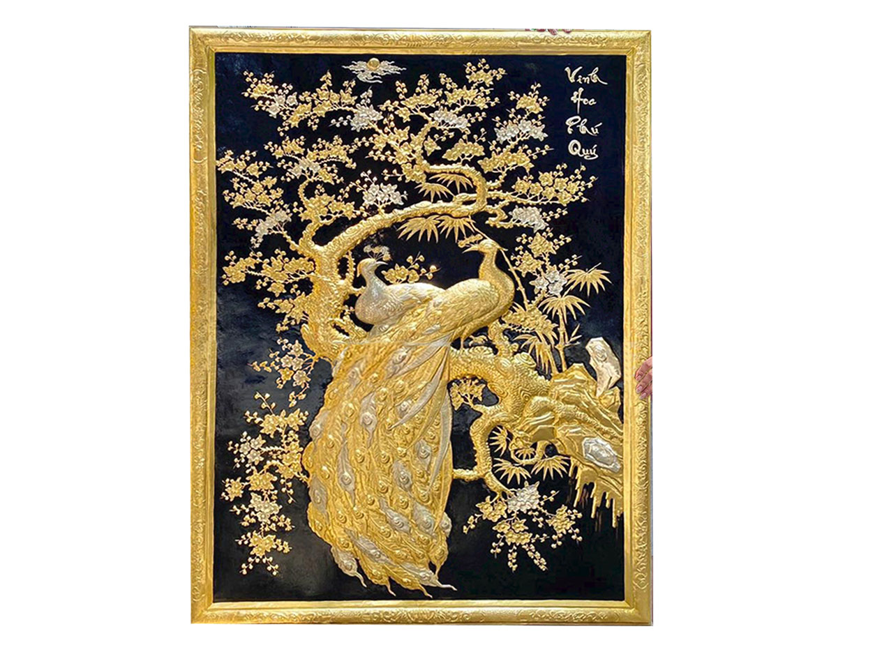 Chế Tác Tranh Vinh Hoa Phúc Quý Mạ Vàng Bạc Đẹp Nhất - TR0661