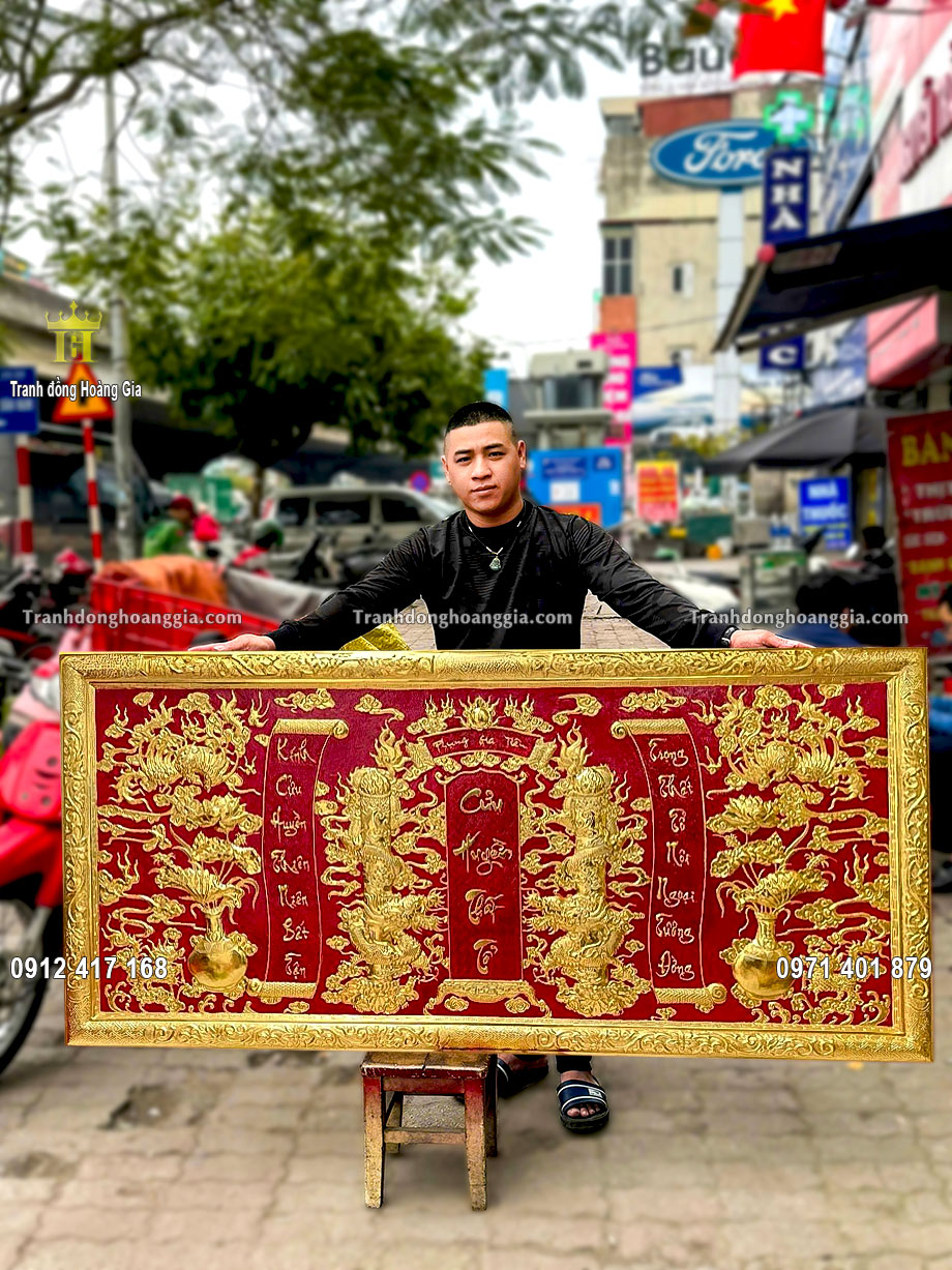 Tấm cửu huyền thất tổ bằng đồng mạ vàng 24K chế tác thủ công tinh xảo