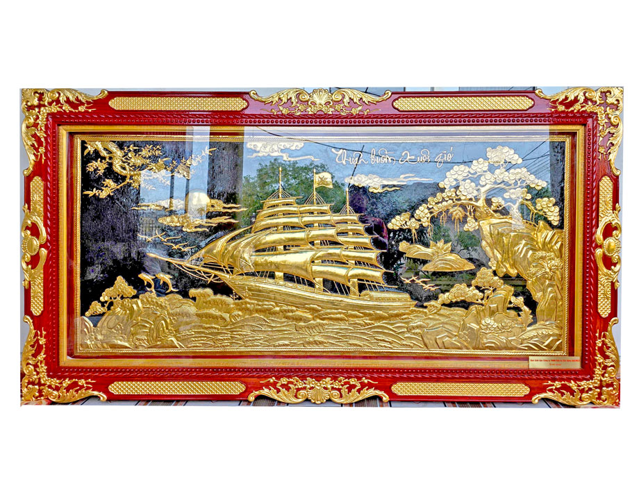 Hoàn Thiện Tranh Thuận Buồm Xuôi Gió Dát Vàng 24K Cho Khách Hàng - TR0712
