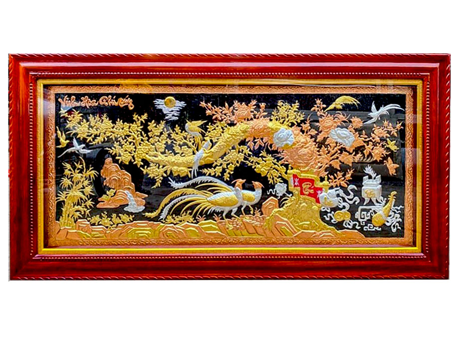 Hoàn Thiện Tranh Vinh Hoa Phú Quý Bằng Đồng Mạ Tam Khí Đẹp - TR0722