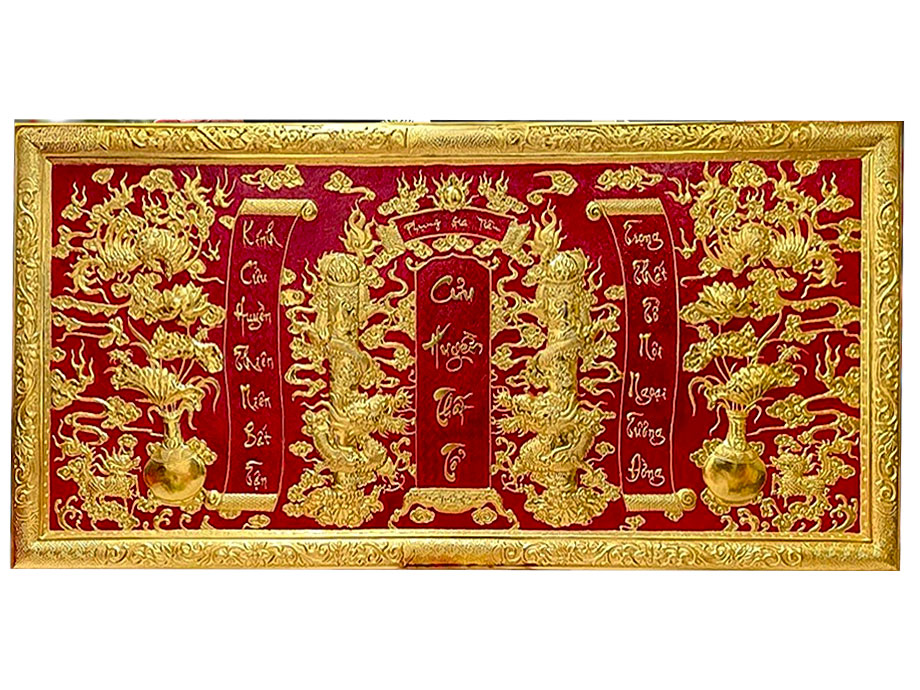 Tấm Cữu Huyền Thất Tổ Bằng Đồng Mạ Vàng 24K Treo Phòng Thờ - TR0705