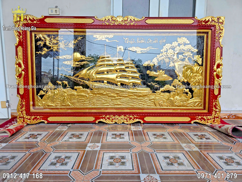 Bức tranh thuận buồm được chế tác từ nguyên liệu đồng tấm cao cấp