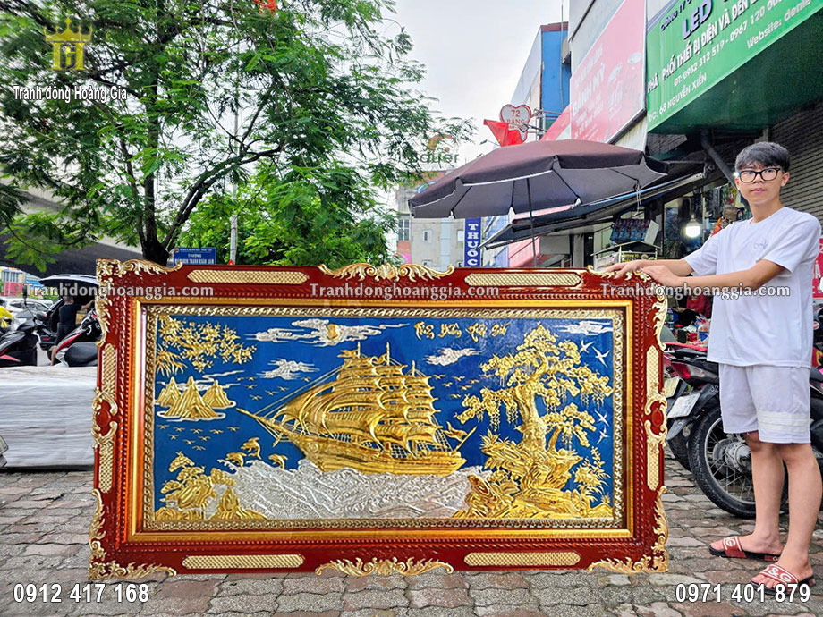 Tranh thuận buồm xuôi gió mạ vàng 24K được chế tác vô cùng tinh xảo