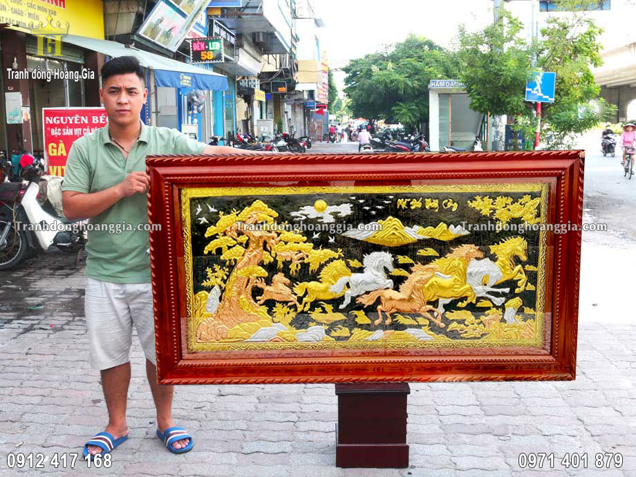 Tranh thuận buồm xuôi gió bằng đồng khảm tam khí là dòng sản phẩm cao cấp