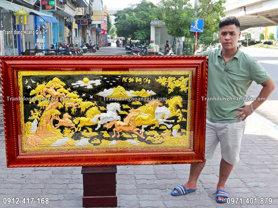 Treo tranh mã đáo thành công bằng đồng mạ vàng bạc mang lại tài lộc, may mắn