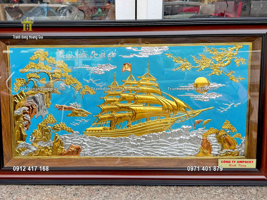 Tranh đồng Hoàng Gia nhận chế tác tranh thuận buồm xuôi gió mạ vàng bạc uy tín chất lượng