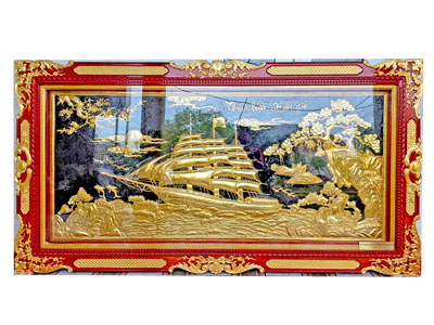 Hoàn Thiện Tranh Thuận Buồm Xuôi Gió Dát Vàng 24K Cho Khách Hàng - TR0712