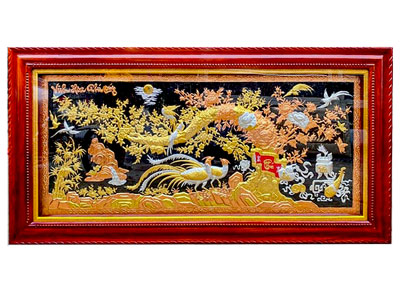 Hoàn Thiện Tranh Vinh Hoa Phú Quý Bằng Đồng Mạ Tam Khí Đẹp - TR0722