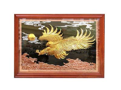 Tranh Đồng Đại Bàng Tung Cánh Mạ Vàng Bạc Tuyệt Đẹp - TR0306