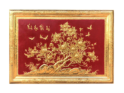 Tranh Hoa Mẫu Đơn Khung Đồng Mạ Vàng 24K 1M27 - TR0152