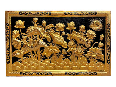 Tranh Hoa Sen Bằng Đồng Mạ Vàng 24K Chế Tác Thủ Công Tinh Xảo - TR0724
