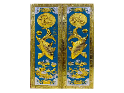 Tranh Lý Ngư Vọng Nguyệt Bằng Đồng Mạ Vàng 24K Cao Cấp - TR0713