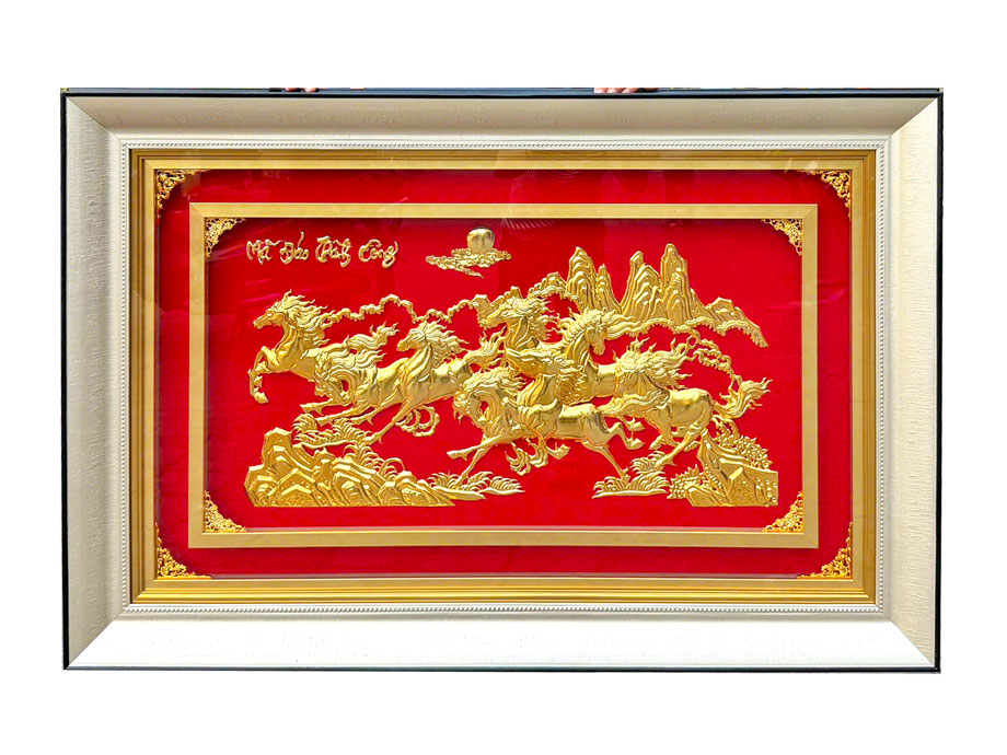 Tranh Mã Đáo Thành Công Bằng Đồng Mạ Vàng 1M16 x 78cm Tuyệt Đẹp - TR0745