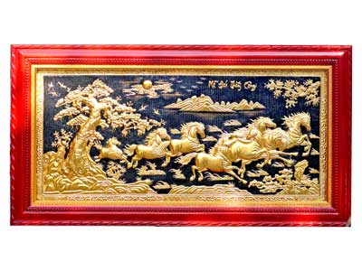 Tranh Mã Đáo Thành Công Bằng Đồng Mạ Vàng 24K 1M75 - TR0459