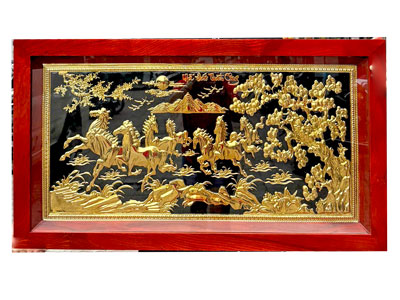 Tranh Mã Đáo Thành Công Bằng Đồng Mạ Vàng 24K 50x90Cm VIP - TR0726