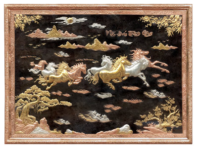 Tranh Mã Đáo Thành Công mạ vàng bạc khung đồng 241cm x 168cm - TR0219
