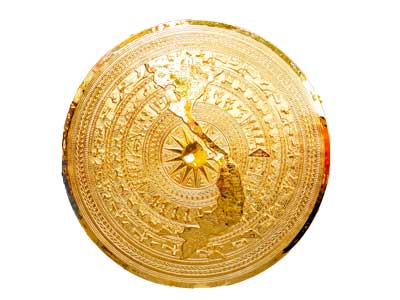 Tranh Mặt Trống Đồng Hình Bản Đồ Việt Nam Gò Thủ Công 1M2 Mạ Vàng