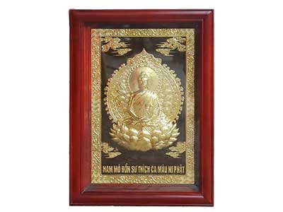 Tranh Phật Thích Ca Mâu Ni Bằng Đồng Vàng Tinh Xảo - TR0517