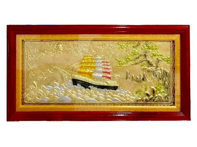 Tranh Thuận Buồm Xuôi Gió Bằng Đồng Mạ Điểm Vàng Bạc Tinh Xảo - TR0708