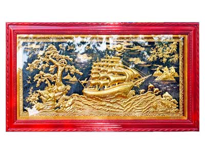 Tranh Thuận Buồm Xuôi Gió Bằng Đồng Mạ Vàng 24K 1M75 - TR0460