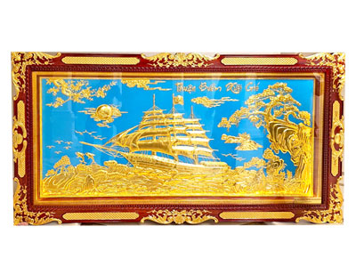 Tranh Thuận buồm Xuôi Gió Bằng Đồng Mạ Vàng Khung Bọc Vàng Hàng VIP - TR0730