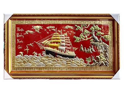Tranh Thuận Buồm Xuôi Gió Bằng Đồng Vàng Treo Phòng Khách Đẹp - TR0717