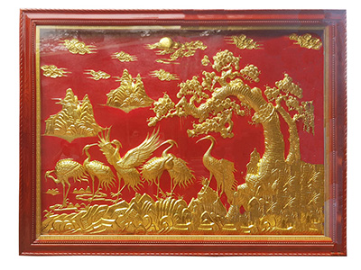 Tranh Tùng Lục Hạc Bằng Đồng Vàng 3M02 Lắp Cho Khách Hàng Tại Quảng Ninh - TR0051