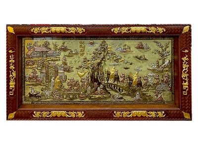 Tranh Vinh Quy Bái Tổ Bằng Đồng Mạ Vàng Bạc Chế Tác Theo Yêu Cầu