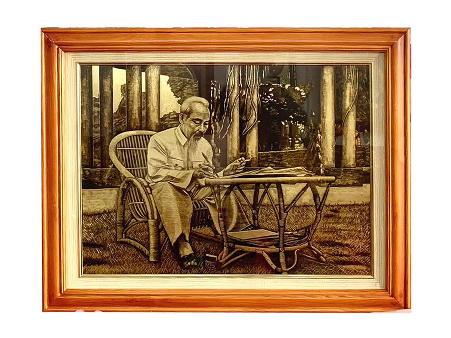 Tranh Bác Hồ Ngồi Viết Ký Sự Bằng Đồng Giả Cổ - Quà Tặng Ý Nghĩa - TR0723