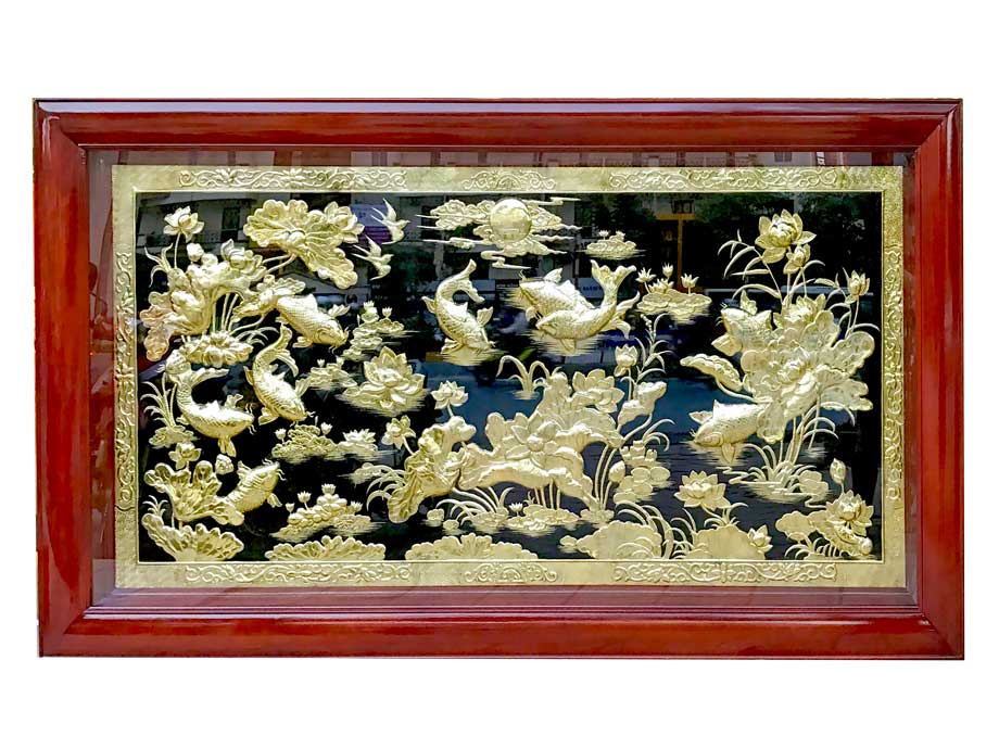 Tranh đồng Hoàng Gia là địa chỉ chế tác tranh cửu ngư quần hội bằng đồng nguyên chất Tranh đồng Hoàng Gia là địa chỉ chế tác tranh cửu ngư quần hội bằng đồng nguyên chất