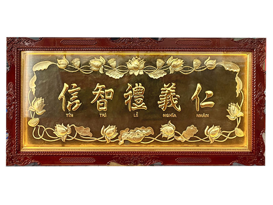 Tranh Chữ  Nhẫn Lễ Nghĩa Chữ Tín Bằng Đồng Treo Phòng Thờ Đẹp - TR0714