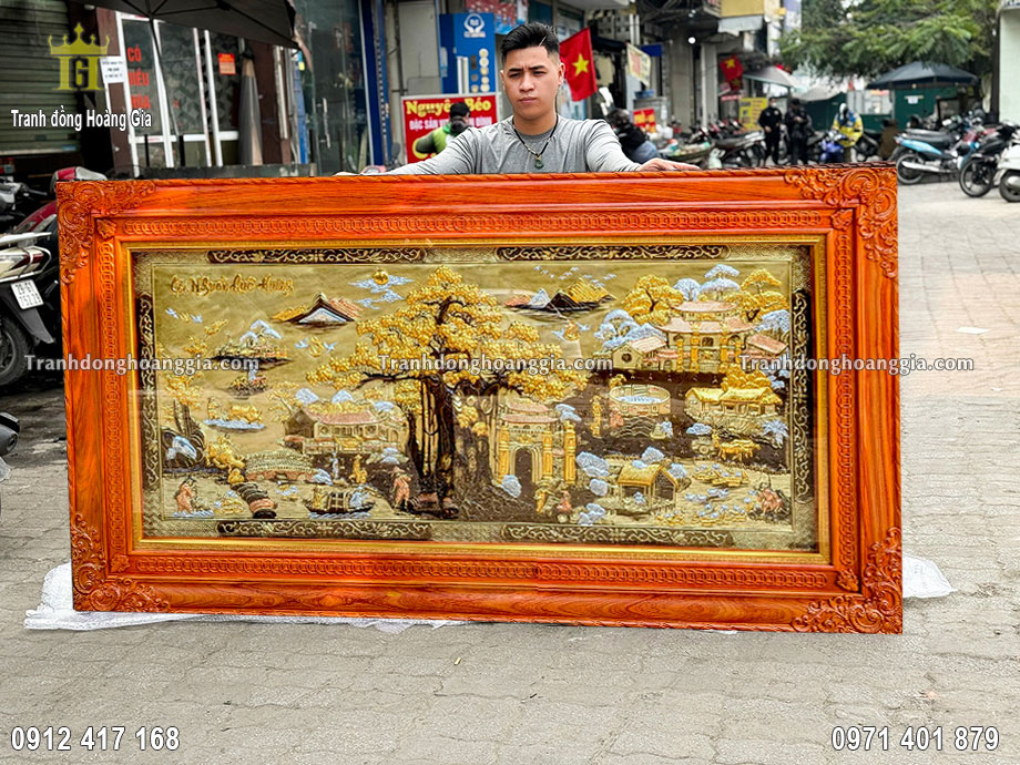Tranh cội nguồn quê hương khảm tam khí là dòng sản phẩm cao cấp tại Hoàng Gia