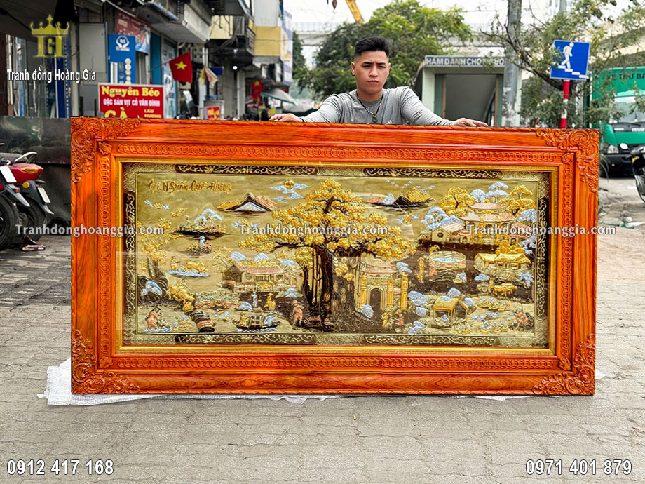 Bức tranh đồng quê được chế tác hoàn toàn thủ công tinh xảo