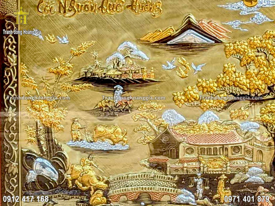 Từng đường nét trên bức tranh đồng quê được chế tác tinh xảo