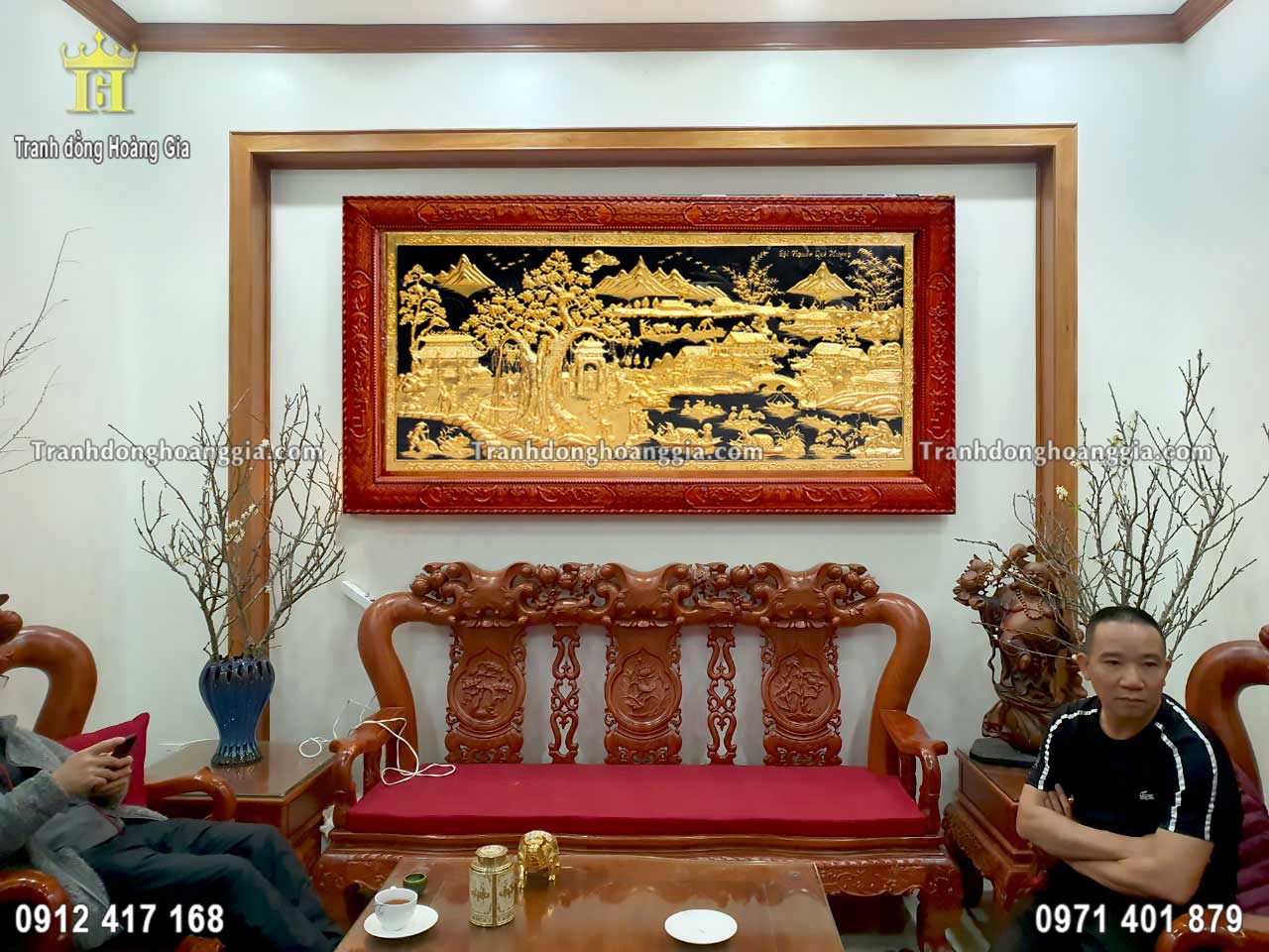 Bức tranh đồng quê bằng đồng mạ vàng 24K là sự lựa chọn hoàn hảo cho không gian phòng khách