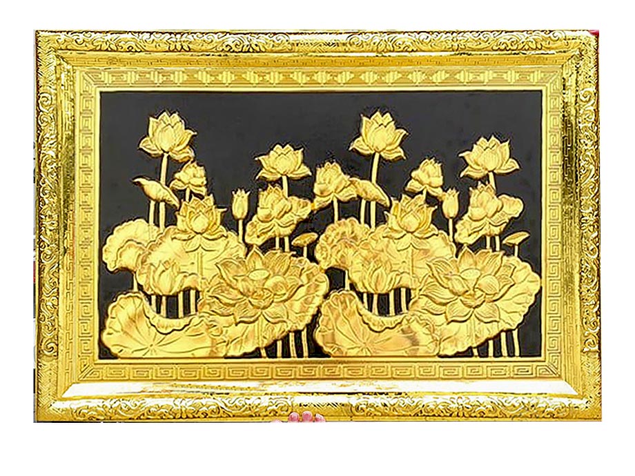 Tranh Hoa Sen Bằng Đồng Mạ Vàng 24K Ý Nghĩa Treo Phòng Thờ