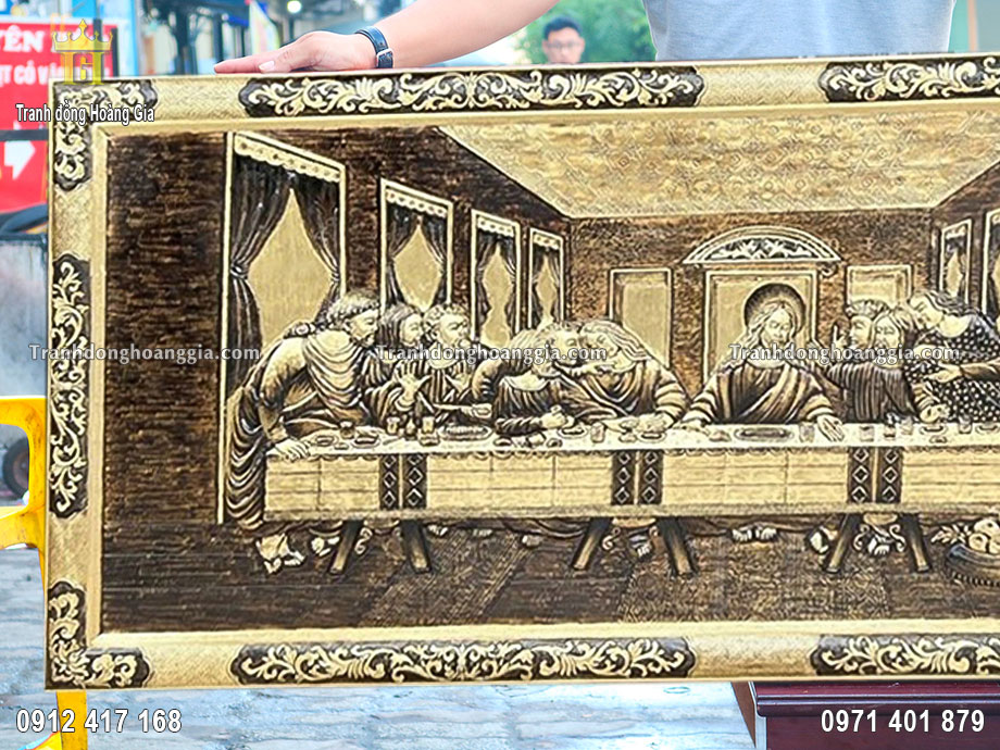 Từng họa tiết trên tranh bữa tiệc ly được chế tác tỉ mỉ và tinh xảo