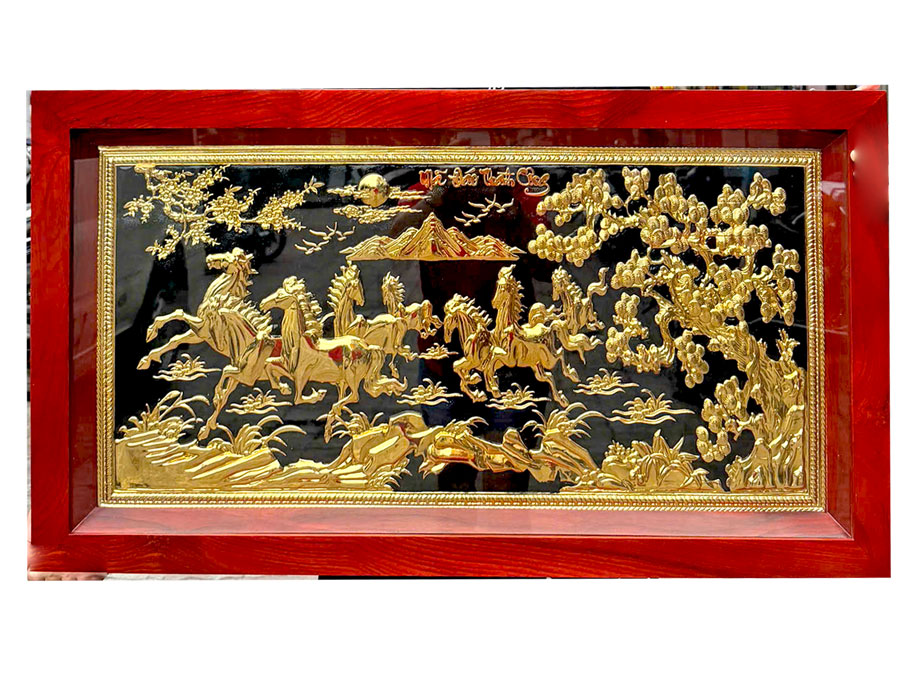 Tranh Mã Đáo Thành Công Bằng Đồng Mạ Vàng 24K 50x90Cm VIP - TR0726
