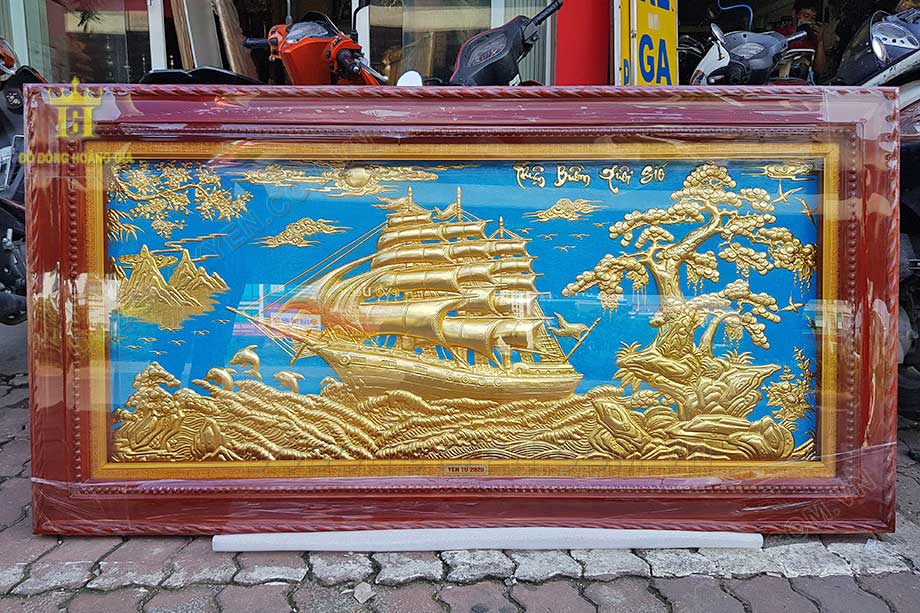 Bức tranh Thuận buồm xuôi gió dát vàng tuyệt đẹp 2m3x1m2
