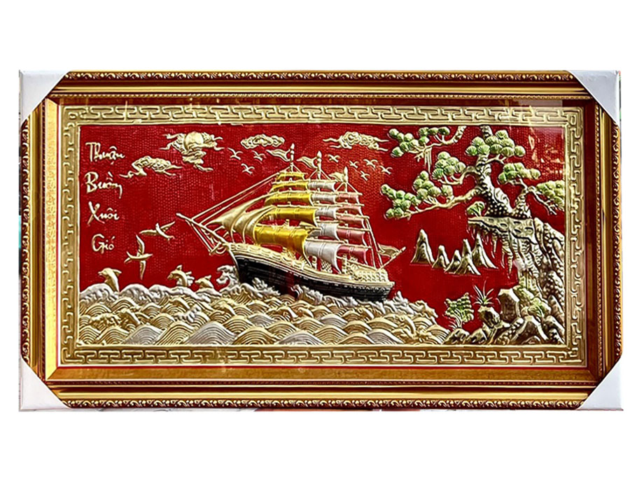 Tranh Thuận Buồm Xuôi Gió Bằng Đồng Vàng Treo Phòng Khách Đẹp - TR0717