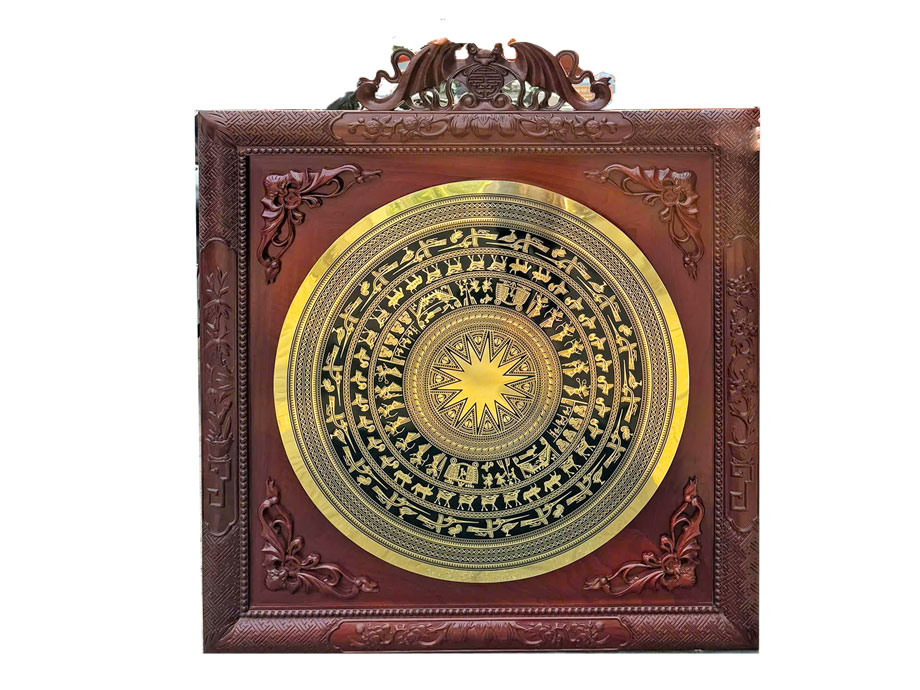 Tranh Trống Đồng Ăn Mòn Treo Phòng Khách 80x80Cm - TR0658