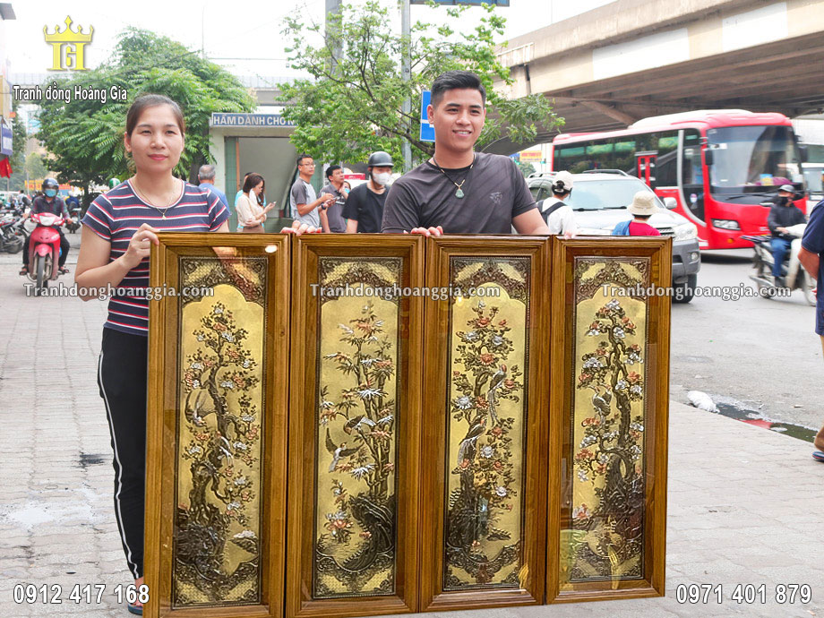 Nguyên liệu chế tác tranh tứ quý là đồng tấm nhập khẩu cao cấp