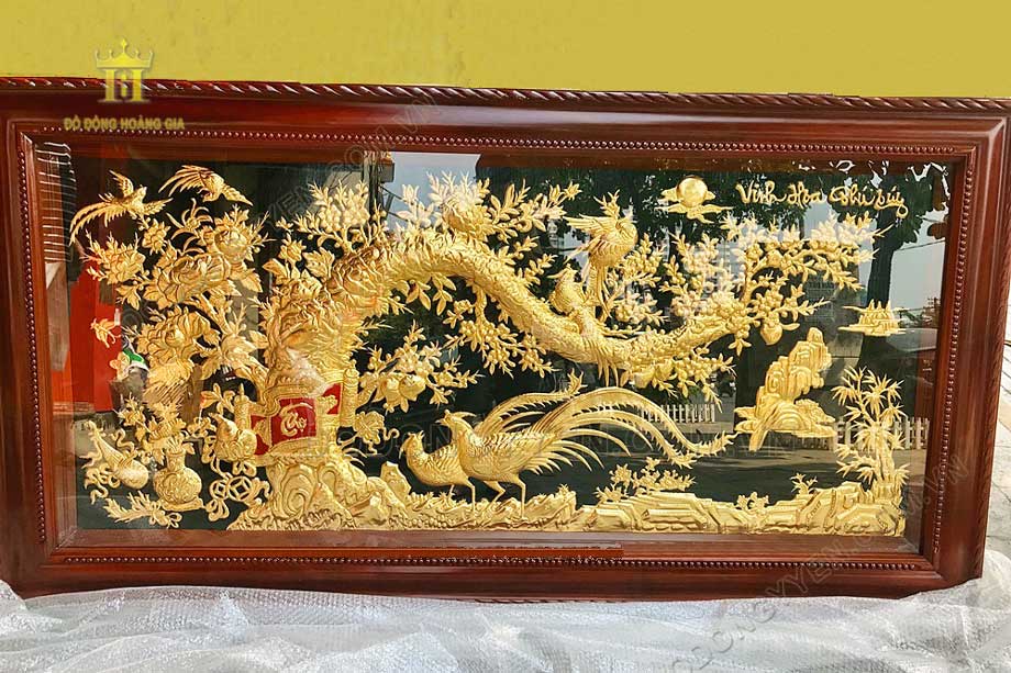 Bức tranh vinh hoa phú quý mạ vàng cao cấp 1m7x95cm 